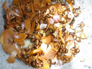 While your chutney is simmering, you can throw the nispero trimming on the compost heap